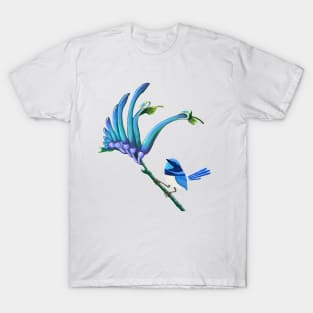 Blue Kangaroo Paw with Splendid Blue Wren T-Shirt